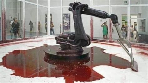 robot leaking hydraulic fluid art dies|Sun Yuan and Peng Yu Installation Becomes Bizarre。